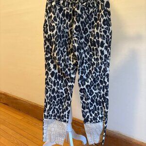 Tracy Reese Cigarette Pants black/white cheetah print Sz 4